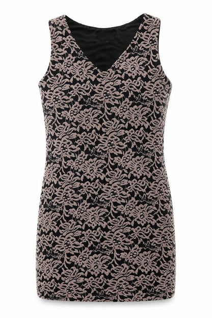 Yumi Womens Brown Floral Polyester Mini  Size M  V-Neck Pullover
