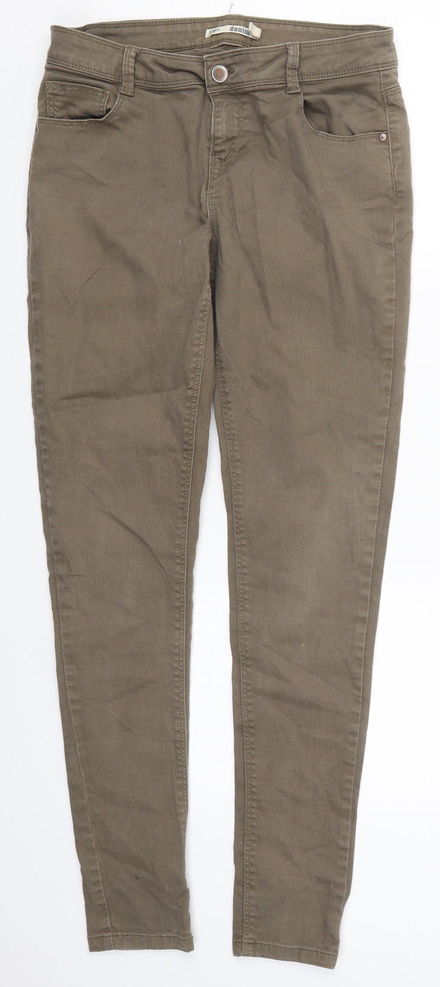 Dorothy Perkins Womens Green  Cotton Skinny Jeans Size 10 L29 in Regular Button