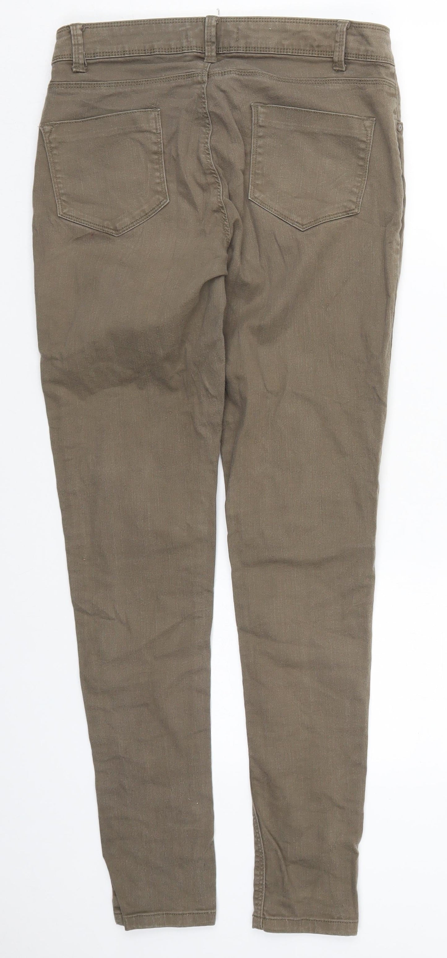 Dorothy Perkins Womens Green  Cotton Skinny Jeans Size 10 L29 in Regular Button