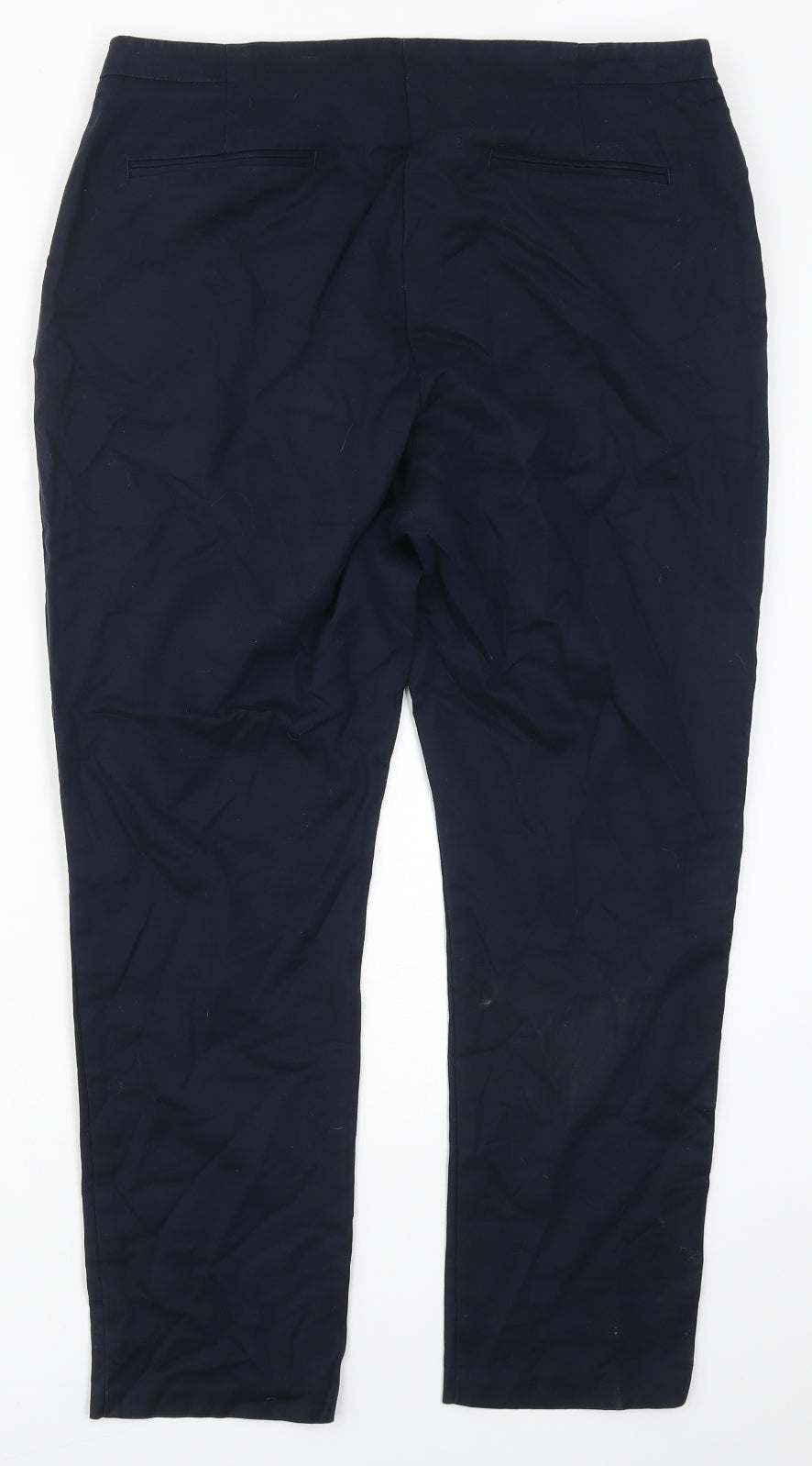 F&F Womens Blue  Cotton Trousers  Size 10 L26 in Regular Hook & Eye