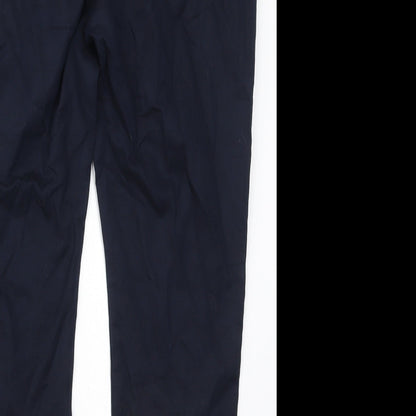 F&F Womens Blue  Cotton Trousers  Size 10 L26 in Regular Hook & Eye