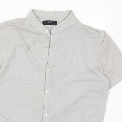 Mens UK Size M Matalan Grey  Button-Up Short Sleeve Casual Shirt