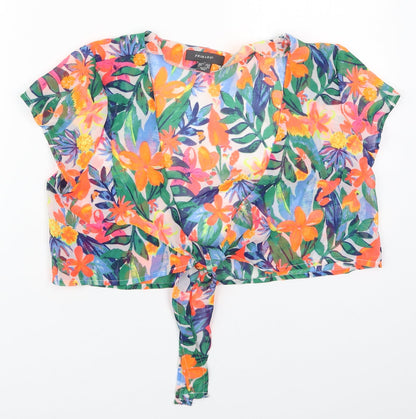 Primark Womens Multicoloured Floral Polyester Wrap Blouse Size 10 V-Neck