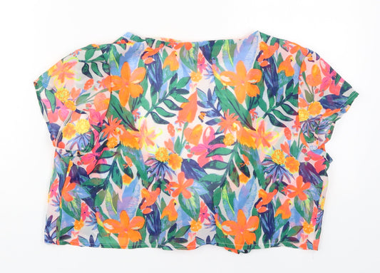 Primark Womens Multicoloured Floral Polyester Wrap Blouse Size 10 V-Neck