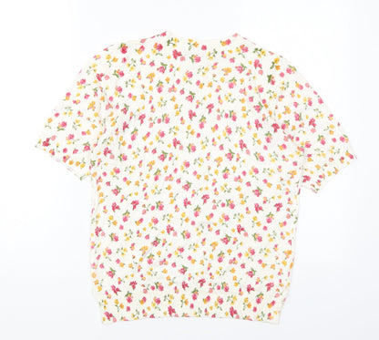 F&F Womens Multicoloured Round Neck Floral Viscose Pullover Jumper Size 10