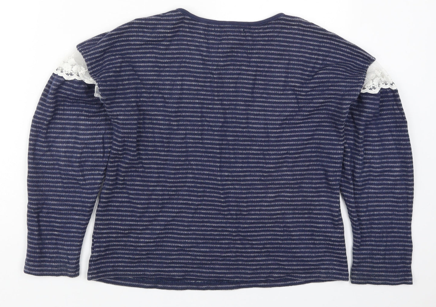 Marks and Spencer Girls Blue Striped Polyester Pullover Sweatshirt Size 11-12 Years  Pullover