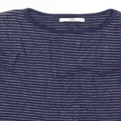 Marks and Spencer Girls Blue Striped Polyester Pullover Sweatshirt Size 11-12 Years  Pullover