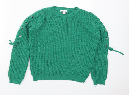 Primark Girls Green Round Neck  Acrylic Pullover Jumper Size 10-11 Years  Pullover