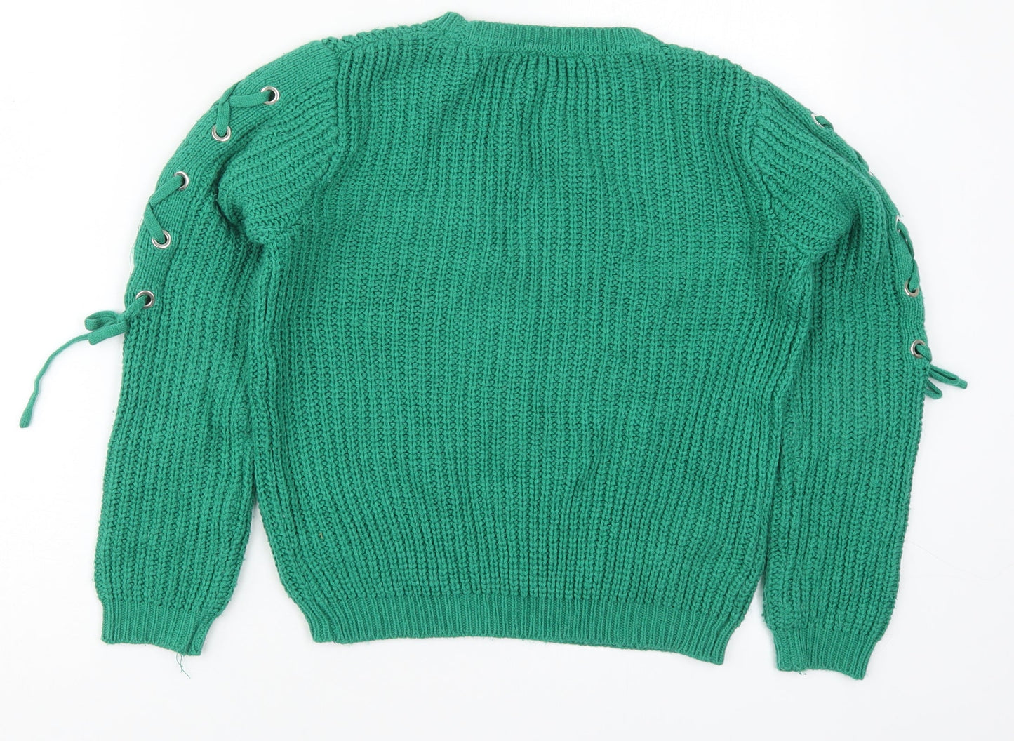 Primark Girls Green Round Neck  Acrylic Pullover Jumper Size 10-11 Years  Pullover