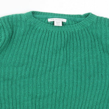 Primark Girls Green Round Neck  Acrylic Pullover Jumper Size 10-11 Years  Pullover