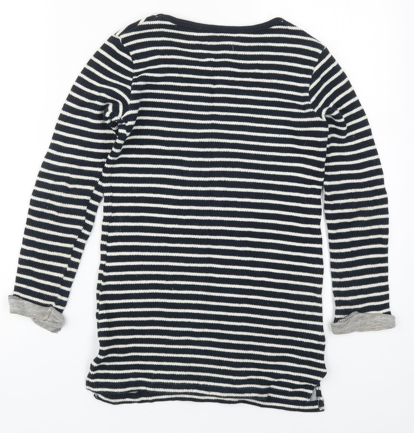 NEXT Girls Black Round Neck Striped Cotton Pullover Jumper Size 9 Years  Pullover
