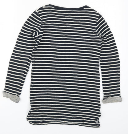 NEXT Girls Black Round Neck Striped Cotton Pullover Jumper Size 9 Years  Pullover