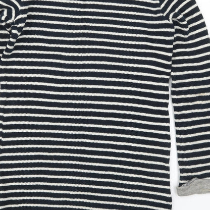 NEXT Girls Black Round Neck Striped Cotton Pullover Jumper Size 9 Years  Pullover