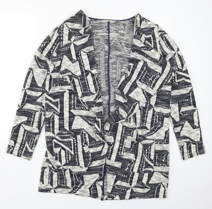 George Womens Grey V-Neck Geometric Cotton Cardigan Jumper Size 12