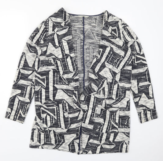 George Womens Grey V-Neck Geometric Cotton Cardigan Jumper Size 12
