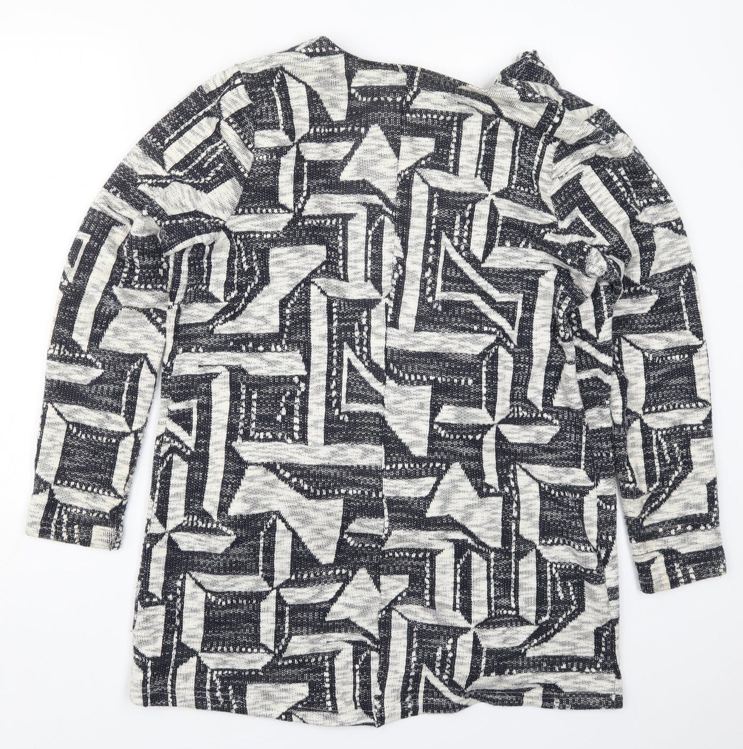 George Womens Grey V-Neck Geometric Cotton Cardigan Jumper Size 12