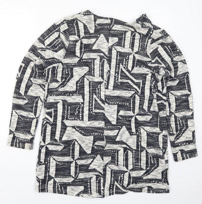 George Womens Grey V-Neck Geometric Cotton Cardigan Jumper Size 12