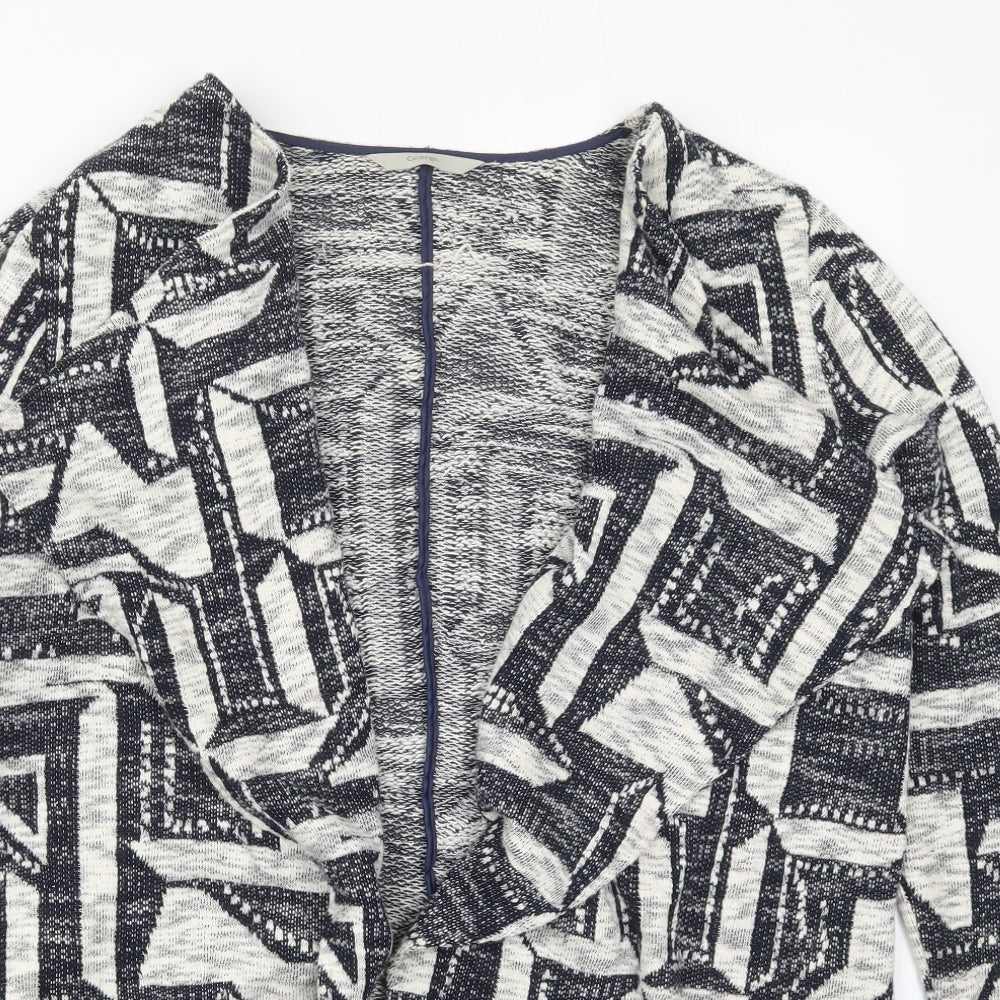 George Womens Grey V-Neck Geometric Cotton Cardigan Jumper Size 12