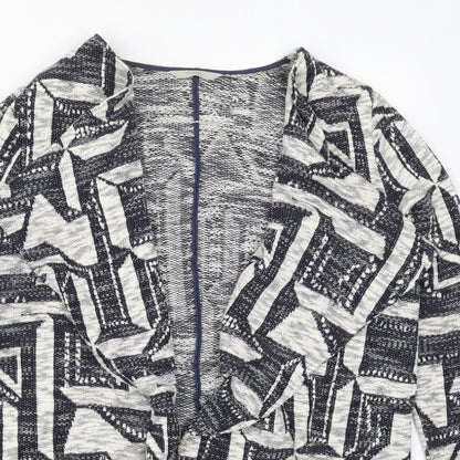 George Womens Grey V-Neck Geometric Cotton Cardigan Jumper Size 12