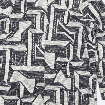 George Womens Grey V-Neck Geometric Cotton Cardigan Jumper Size 12