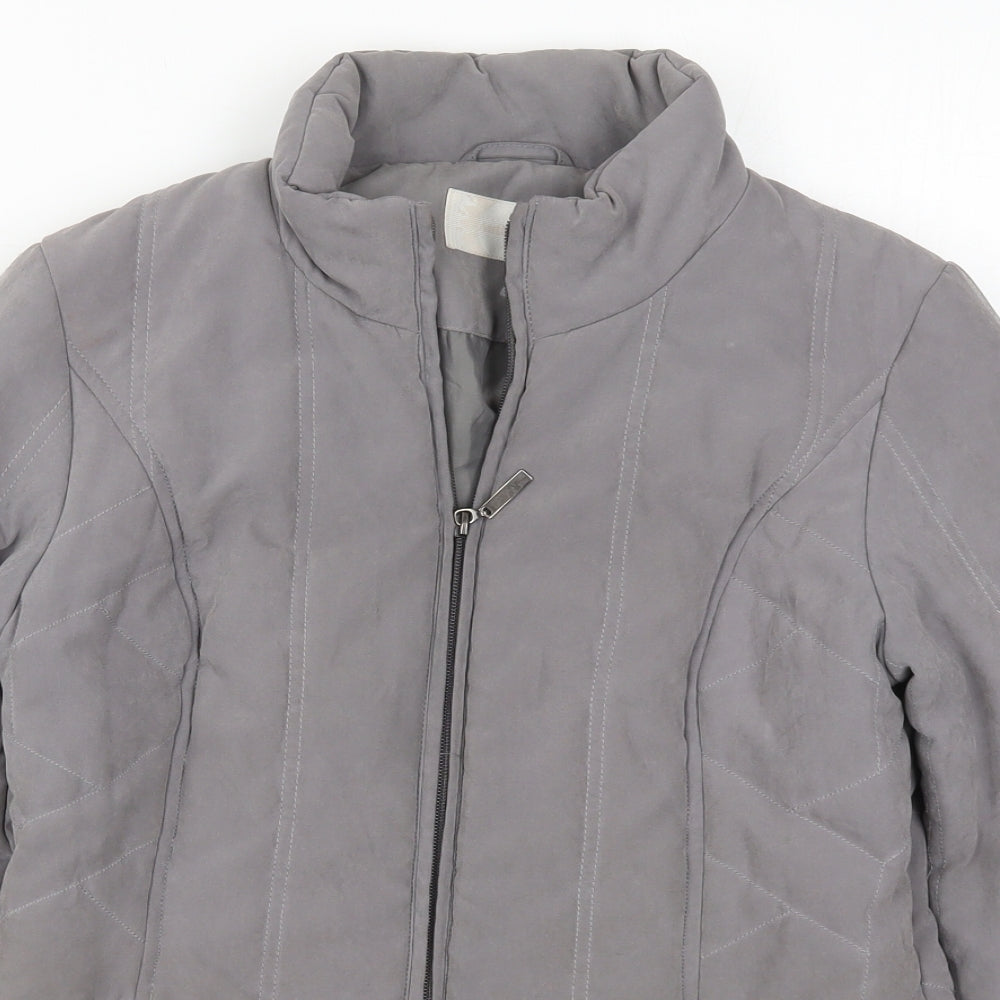 Womens UK Size 10 BHS Grey Quilted Coat
