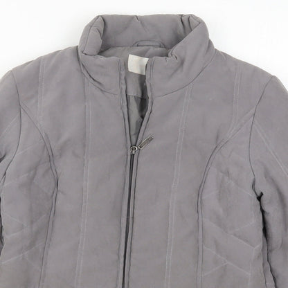 Womens UK Size 10 BHS Grey Quilted Coat