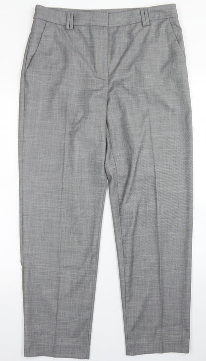 M&S Collection Womens Grey  Polyester Dress Pants Trousers Size 12 L28 in Regular Hook & Eye
