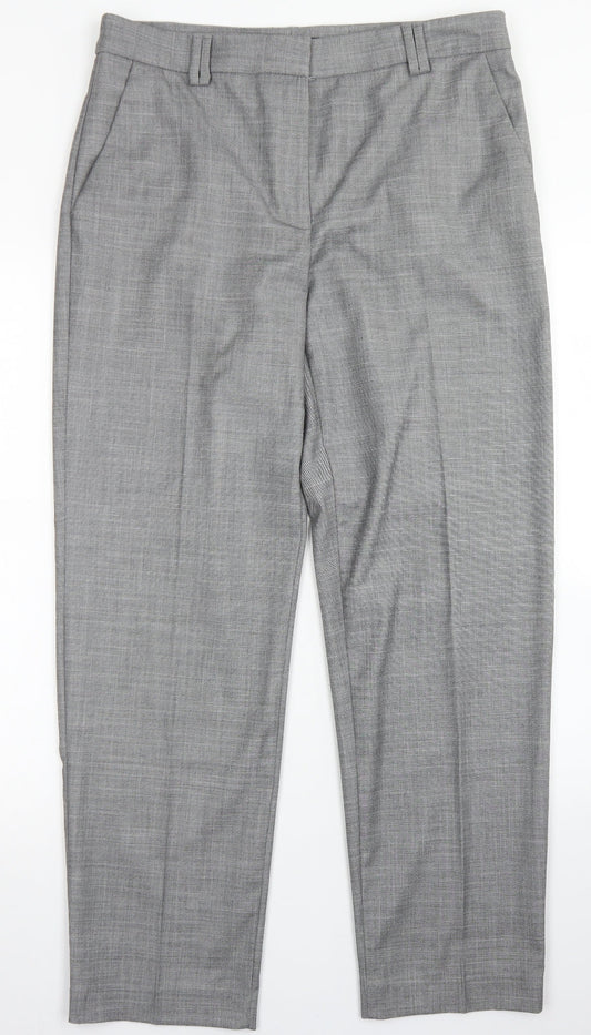 M&S Collection Womens Grey  Polyester Dress Pants Trousers Size 12 L28 in Regular Hook & Eye