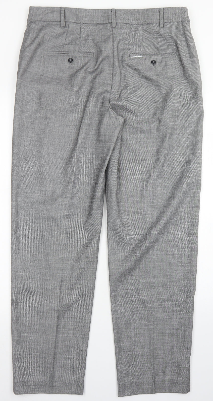 M&S Collection Womens Grey  Polyester Dress Pants Trousers Size 12 L28 in Regular Hook & Eye