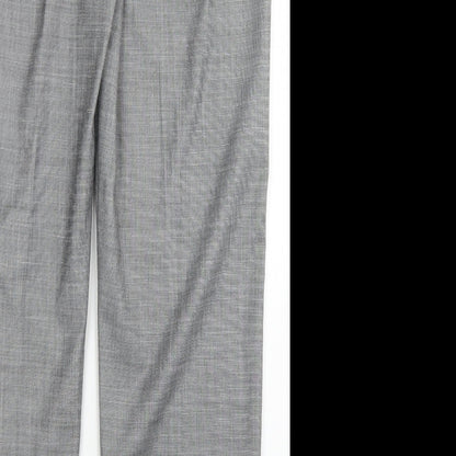 M&S Collection Womens Grey  Polyester Dress Pants Trousers Size 12 L28 in Regular Hook & Eye