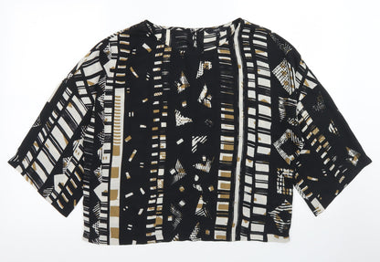 Womens UK Size 14 NEXT Black Cropped Blouse
