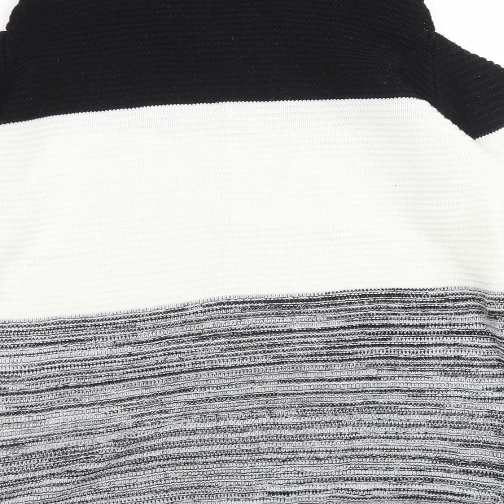 Primark Womens Grey Round Neck Striped Acrylic Pullover Jumper Size M   - Cut out Sleeves