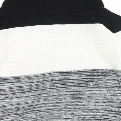 Primark Womens Grey Round Neck Striped Acrylic Pullover Jumper Size M   - Cut out Sleeves