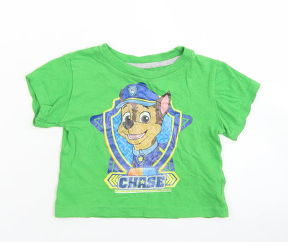 Nickelodeon Boys Green  Cotton Basic T-Shirt Size 12 Months Crew Neck  - Paw Patrol