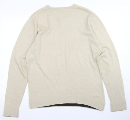 Burton Mens Brown V-Neck  Acrylic Pullover Jumper Size M