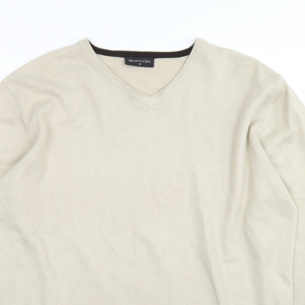 Burton Mens Brown V-Neck  Acrylic Pullover Jumper Size M