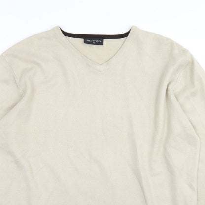 Burton Mens Brown V-Neck  Acrylic Pullover Jumper Size M