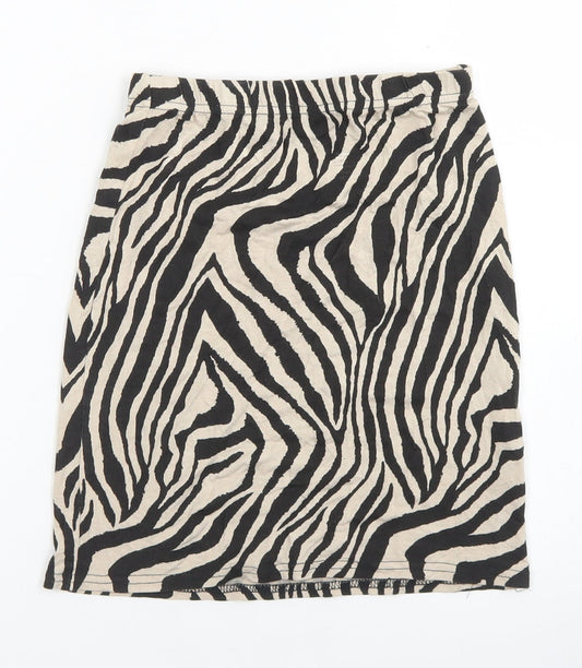 PRETTYLITTLETHING Womens Brown Animal Print Viscose A-Line Skirt Size 6
