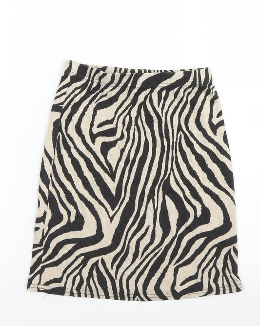 PRETTYLITTLETHING Womens Brown Animal Print Viscose A-Line Skirt Size 6