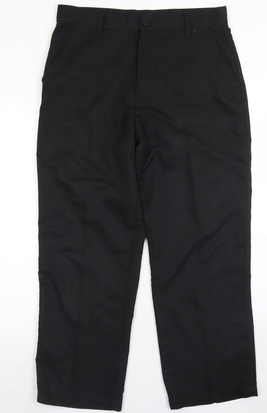 Dunlop Mens Black  Polyester Dress Pants Trousers Size 34 in L27 in Regular Button