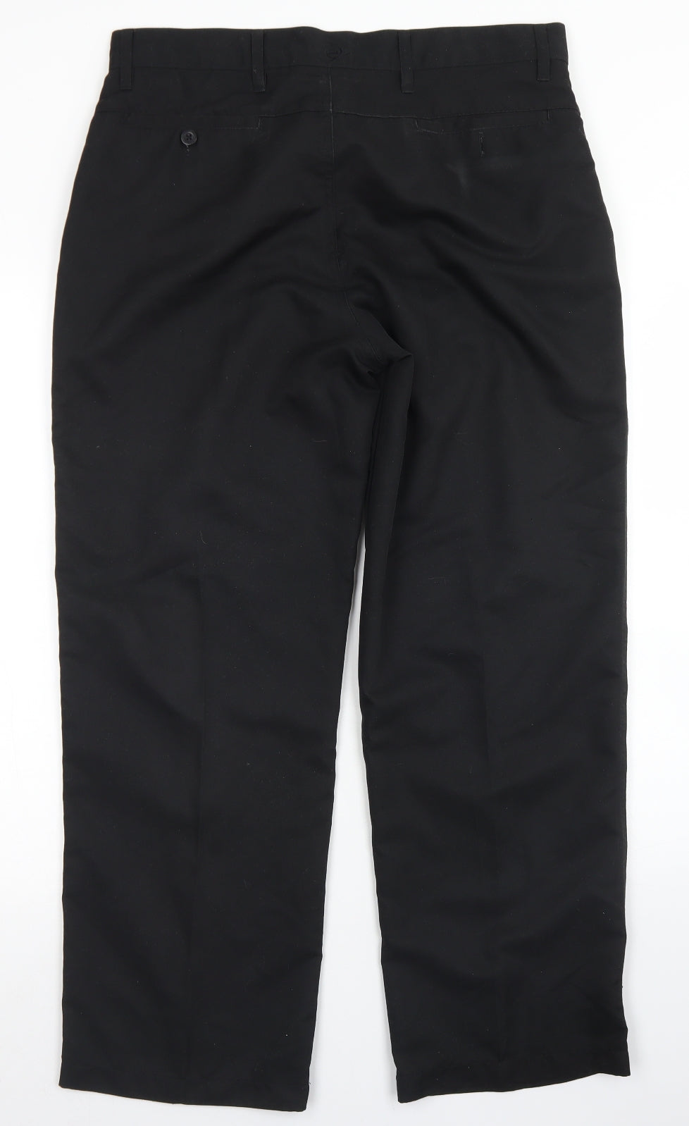 Dunlop Mens Black  Polyester Dress Pants Trousers Size 34 in L27 in Regular Button