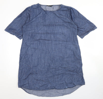 Viz-A-Viz Womens Blue  Cotton A-Line  Size S  Round Neck