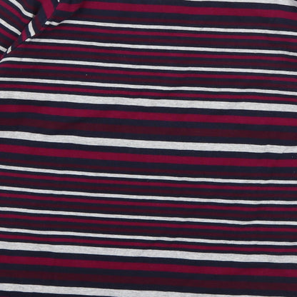 Isle Womens Pink Striped Cotton Basic T-Shirt Size 10 V-Neck
