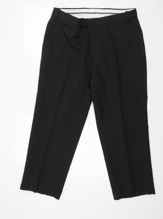 Skopes Mens Black  Polyester Trousers  Size 36 in L25 in Regular Zip
