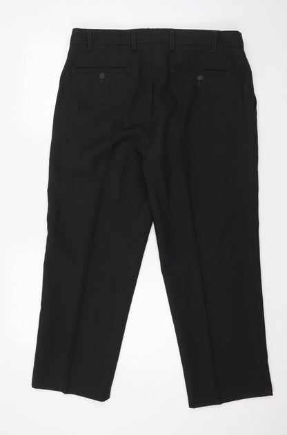 Skopes Mens Black  Polyester Trousers  Size 36 in L25 in Regular Zip