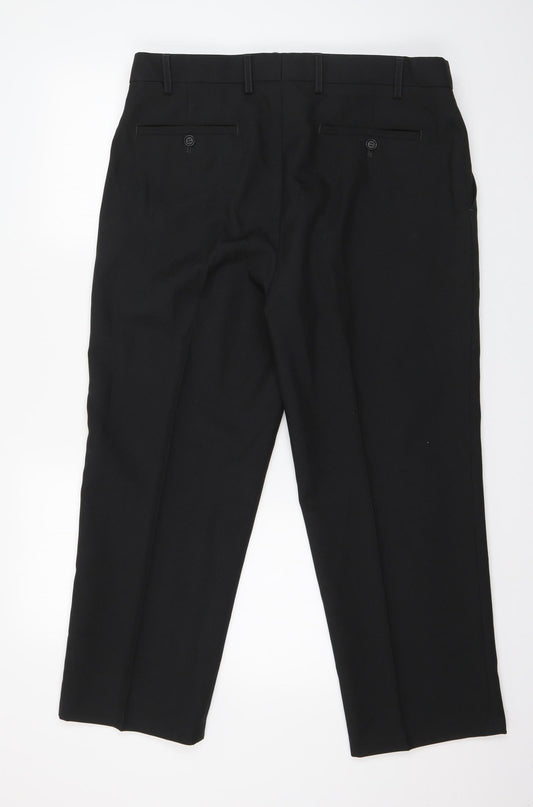 Skopes Mens Black  Polyester Trousers  Size 36 in L25 in Regular Zip