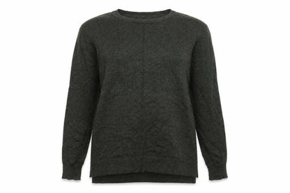 Front view of anko women’s green round neck viscose jumper, size UK 10