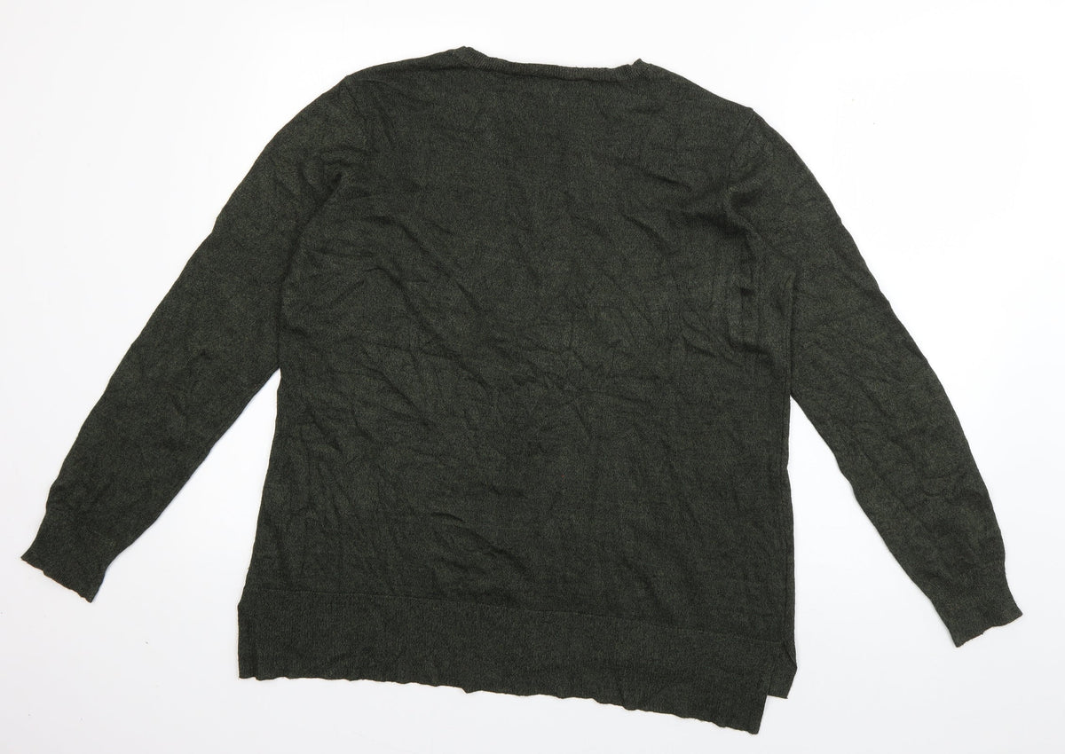 Back view of anko women’s green round neck viscose jumper, size UK 10