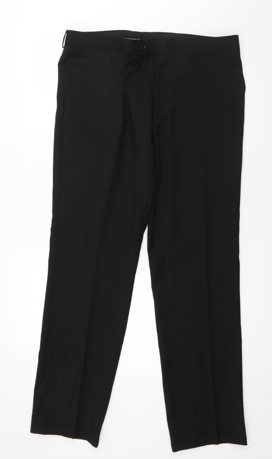 Taylor & Wright Mens Black  Polyester Trousers  Size 34 in L31 in Regular Zip