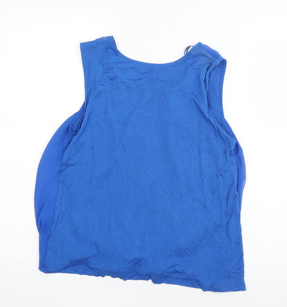 Select Girls Blue  Polyester Basic Tank Size 12 Years Scoop Neck Pullover